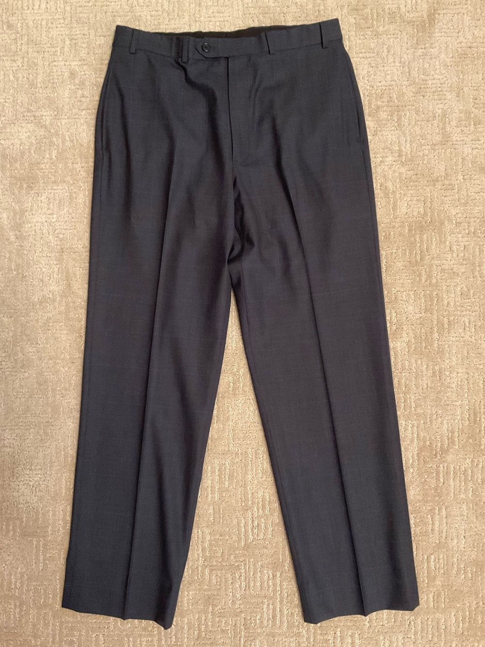 Brooks Brothers Men 346 Stretch Dress Pants Gray Blue Plaid Wool Blend 34x31 EUC